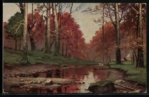 Künstler-AK Degi Nr. 1214: Herbstgold, Fluss