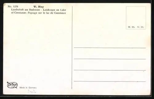Künstler-AK Degi Nr. 1279: Landschaft am Bodensee von W. Hoy