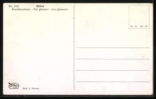 Ölgemälde-Imitations-AK Degi Nr. 1218: Aehrenleserinnen, Damen auf dem Feld, Millet