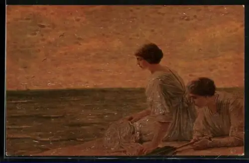 Ölgemälde-Imitations-AK Degi Nr. 531: Zwei Personen sitzen dem Meer zugewandt