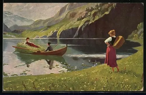 Künstler-AK Degi Nr. 1309: Bootspartie und eifersüchtiges Mädchen