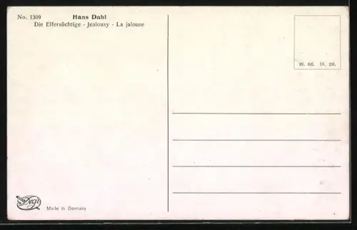 Künstler-AK Degi Nr. 1309: Bootspartie und eifersüchtiges Mädchen