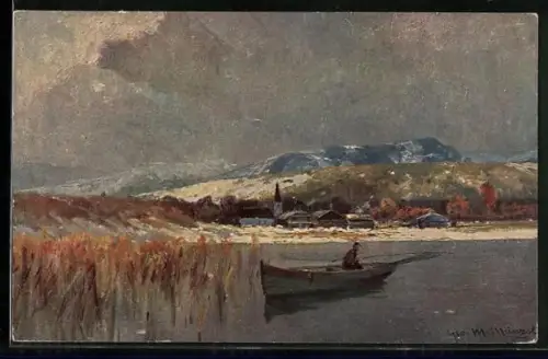 Künstler-AK Degi Nr. 346: Winter am Chiemsee