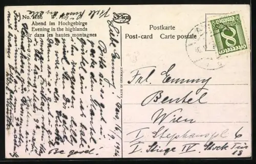 Künstler-AK Degi Nr. 1186: Abend im Hochgebirge
