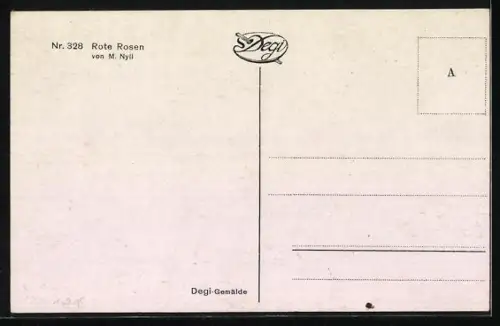 Ölgemälde-Imitations-AK Degi Nr. 328: Rote Rosen auf einem Stein