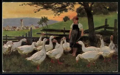 AK kleine Gänsemagd