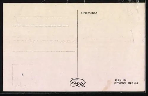Ölgemälde-Imitations-AK Degi Nr. 828: Schäferin mit ihrer Herde