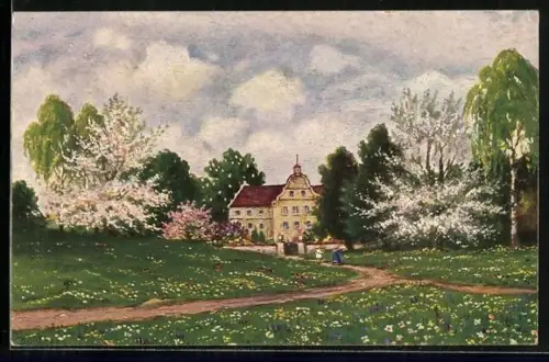 Künstler-AK Degi Nr. 1983: Im Schlossgarten, Frühlingsidyll