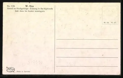 Künstler-AK Degi Nr. 1186: Abend im Hochgebirge