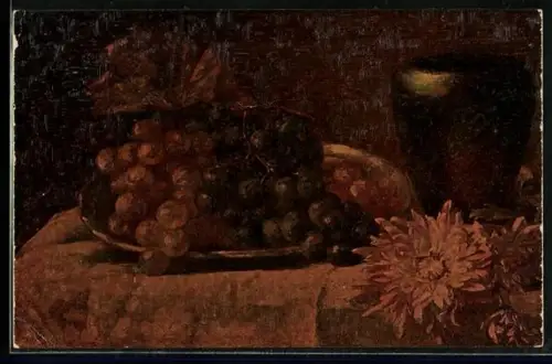 Ölgemälde-Imitations-AK Degi Nr. 324: Stilleben mit Trauben