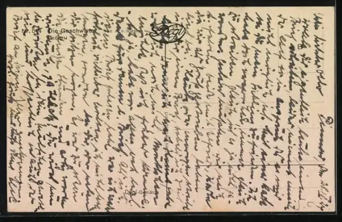 Ölgemälde-Imitations-AK Degi Nr. 514: Geschwister umarmen sich