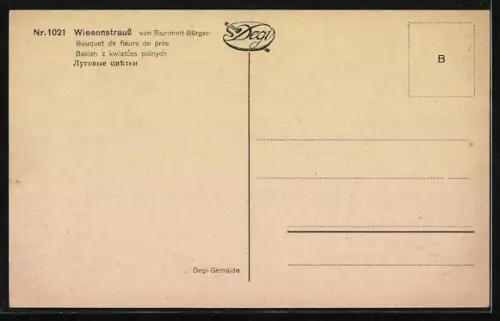 Ölgemälde-Imitations-AK Degi Nr. 1021: Bunter Blumenstrauss in einer Vase