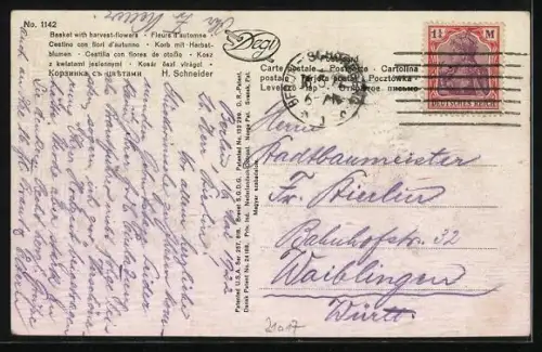 Ölgemälde-Imitations-AK Degi Nr. 1142: Bunte Blumen in einem Korb