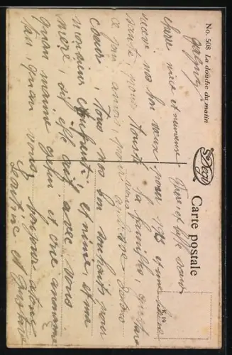 Ölgemälde-Imitations-AK Degi Nr. 508: Kleinkind wäscht einen schwarzen Hund