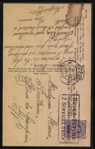 Ölgemälde-Imitations-AK Degi Nr. 1146: Vase mit Rosen, Vergissmeinnicht und weiteren Blumen