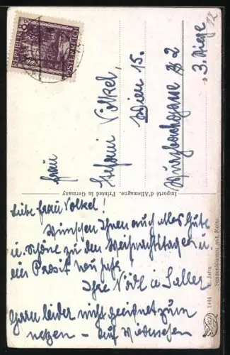 Künstler-AK Degi Nr. 1444: Sonnenblumen mit Mohn von E. Jahn