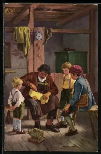 Ölgemälde-Imitations-AK Degi Nr. 1161: Das neue Fuhrwerk von F. von Defregger