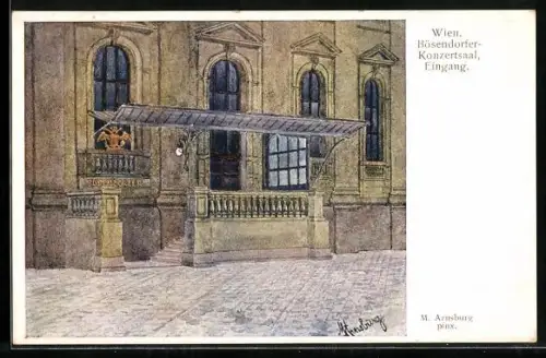 Künstler-AK Wien, Eingang zum Bösendorfer-Konzertsaal