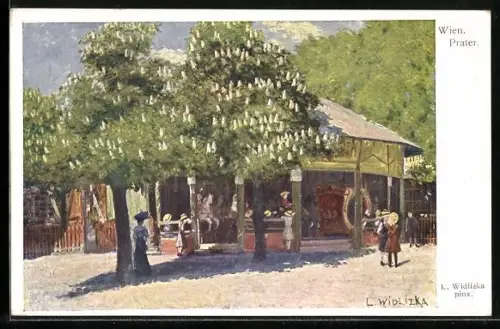 Künstler-AK L. Widlizka: Wiener Prater, Kinderkarussell