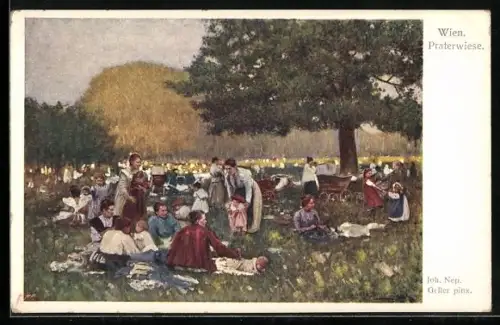 AK Wien, Leute auf der Praterwiese