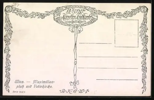 Künstler-AK Wien, Maximilianplatz mit Votivkirche