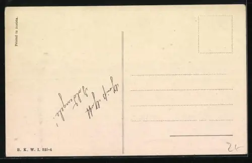 Künstler-AK Brüder Kohn (B.K.W.I) Nr.: 525-4, Ostern, Herr mit Hut, Damen mit Blumen