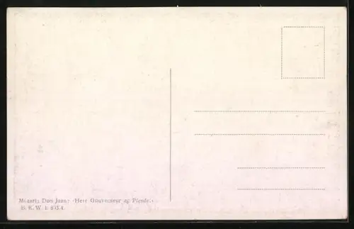 AK Mozart Don Juan, Herr Gouverneur zu Pferde, Männer vor einem Denkmal