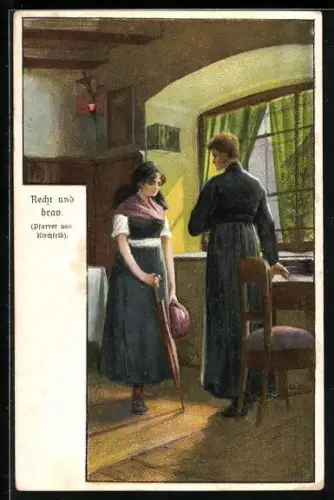 Künstler-AK Brüder Kohn (B.K.W.I) Nr. 938-4: Recht und brav, Pfarrer von Kirchfeld