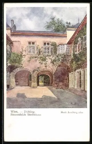 Künstler-AK Wien-Döbling, Bauernfels Sterbehaus