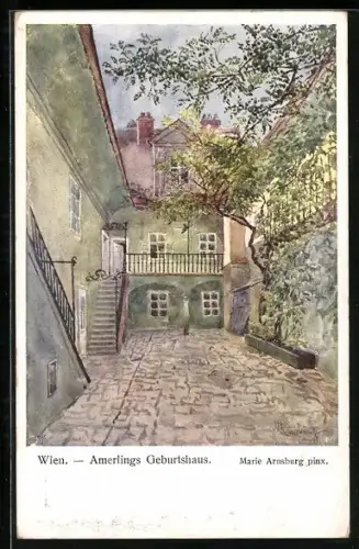 Künstler-AK Wien, Amerlings Geburtshaus in der Stiftsgasse