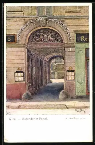 Künstler-AK Wien, Bösendorfer Konzertsaal, Bösendorfer Portal
