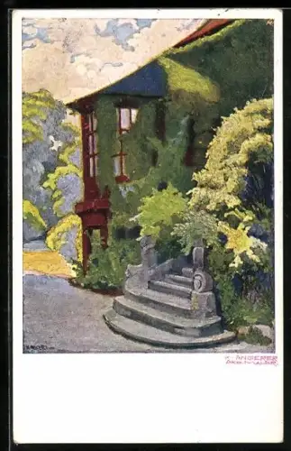 Künstler-AK Brüder Kohn (B.K.W.I) Nr. 2175: Haus mit Treppe