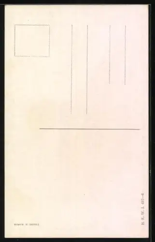 Künstler-AK Brüder Kohn (B.K.W.I) Nr.: 457-6, Liebesqual, Mann am Wegesrand schaut zur Frau im lilafarbigen Kleid