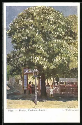 Künstler-AK L. Widlizka: Wien, Prater, Kastanienbäume