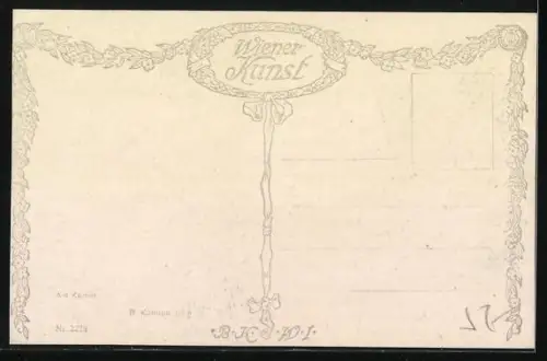 Künstler-AK Brüder Kohn (B.K.W.I) Nr. 2278: R. Konopa: Am Kamin, Mädchen in Winterkleidung wärmt sich auf