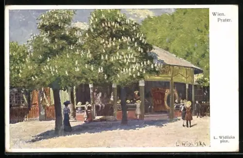 Künstler-AK L. Widlizka: Wiener Prater, Kinderkarussell