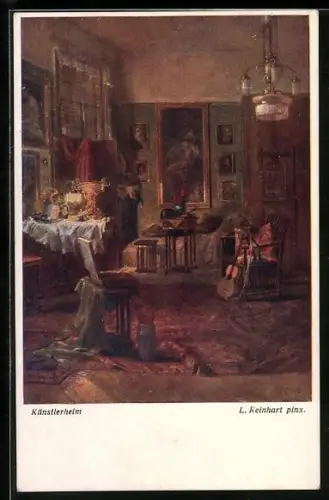 Künstler-AK Brüder Kohn (B.K.W.I) Nr. 1926: Interieur eines Künstlerheims