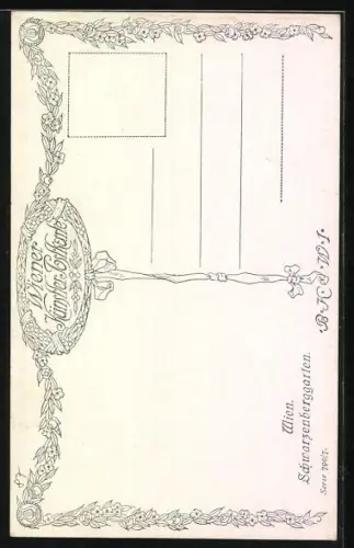 Künstler-AK Brüder Kohn (B.K.W.I) Nr. 790-7: Wien, Statue im Schwarzenberggarten mit farbenprächtigen Blumen