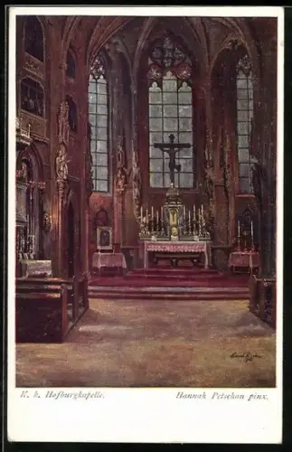 Künstler-AK Brüder Kohn (B.K.W.I) Nr. 908-13: Wien, Innenraum der K. k. Hofburgkapelle mit Altar