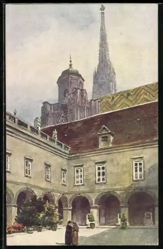 Künstler-AK Wien, Hof des Erzbischöflichen Palais