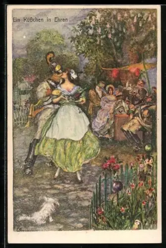 Künstler-AK Brüder Kohn (B.K.W.I) Nr. 124-1: Soldat küsst seine Geliebte