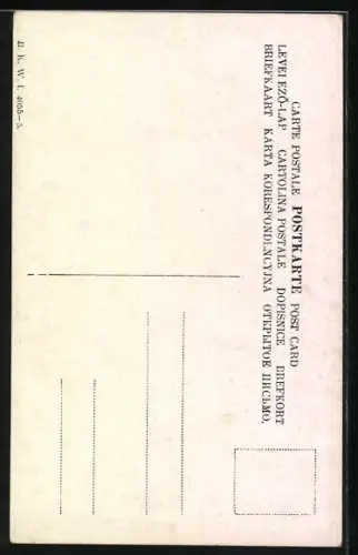 Künstler-AK Brüder Kohn (B.K.W.I) Nr. 4055-5: Junges Kind umringt von Hennen überbringt Ostergrüsse, Weidenzweige