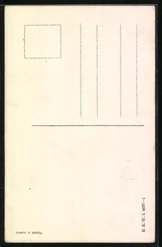Künstler-AK Brüder Kohn (B.K.W.I) Nr. 4627-1: Rotkehlchen sitzt im Nest mit Eiern und bringt Ostergrüsse