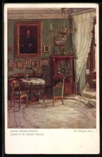 Künstler-AK Johann Strauss' Zimmer