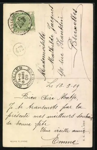 Künstler-AK Brüder Kohn (B.K.W.I) Nr. 429-2: Junger Mann versucht eine Dame zu umgarnen