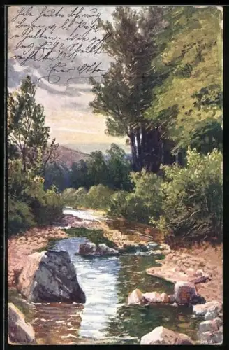 Künstler-AK Brüder Kohn (B.K.W.I) Nr. 833-6: Idyllische Flusspartie während der Dämmerung