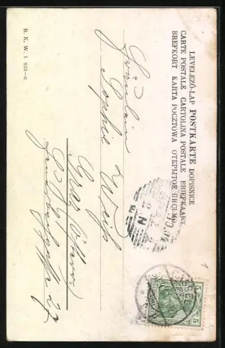 Künstler-AK Brüder Kohn (B.K.W.I) Nr. 833-6: Idyllische Flusspartie während der Dämmerung