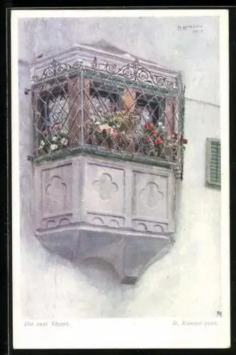 Künstler-AK Brüder Kohn (B.K.W.I) Nr. 1491: Les deux petits oiseaux, nach R. Konopka