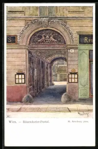 Künstler-AK Wien, Bösendorfer Konzertsaal, Bösendorfer Portal
