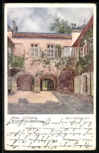 Künstler-AK Wien-Döbling, Bauernfels Sterbehaus